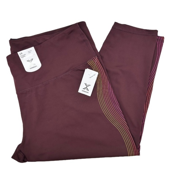 Xersion Women's Plus Size Burgundy High 7/8 Ankle Leggings 0X 2X 3X - Picture 1 of 11